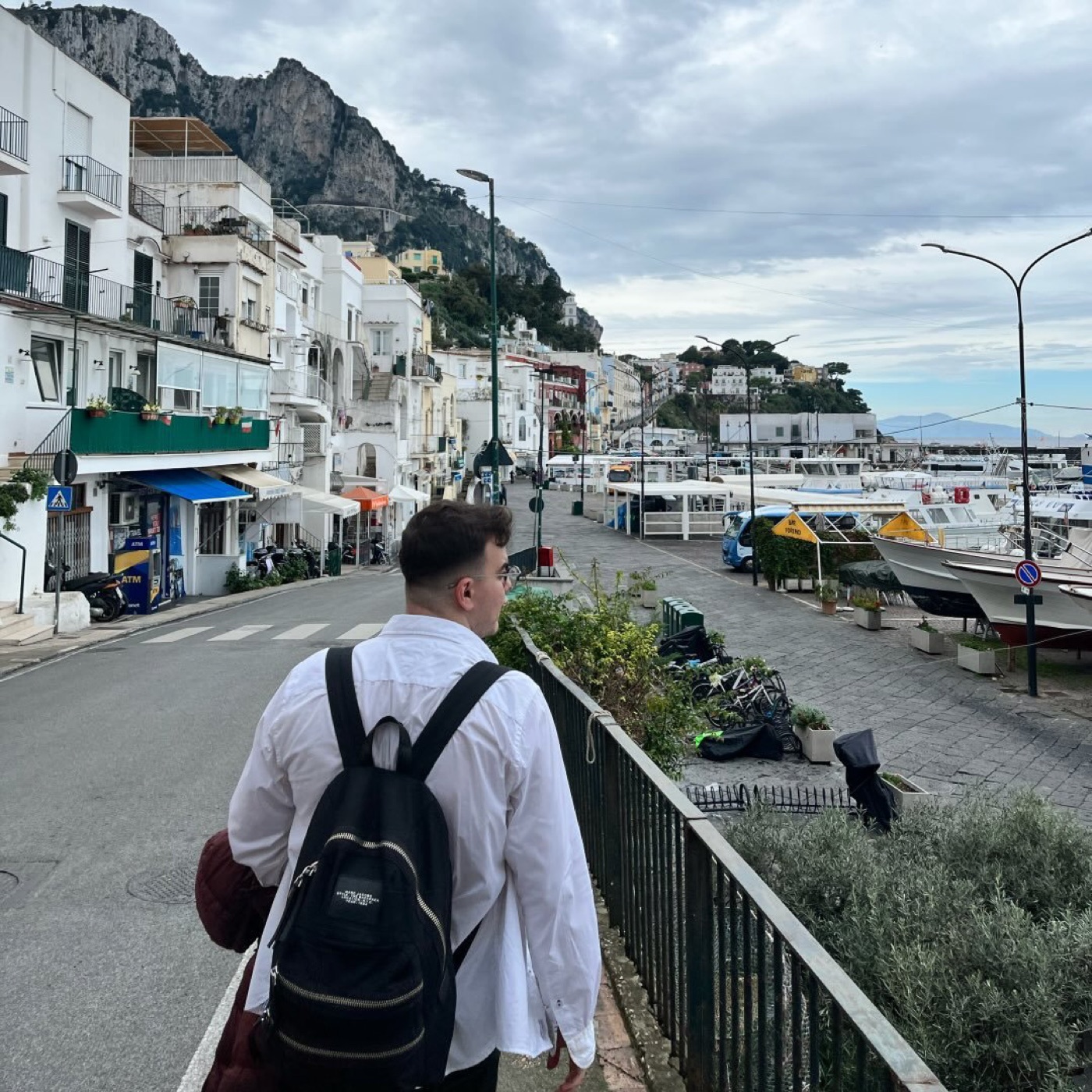 Walking along the harbor in Capri, Italy